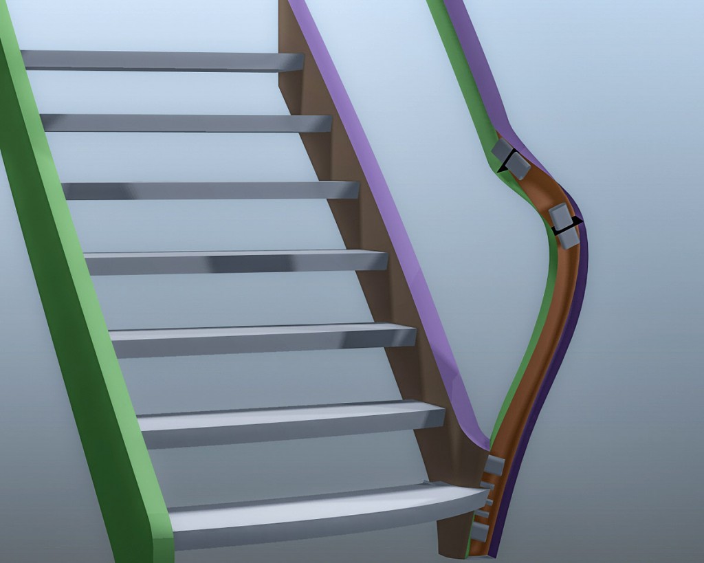 Scala in legno con curve